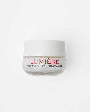 Cream jar of Theris Cosmetici LUMIÈRE moisturizing face cream with a sleek design and minimalist packaging.